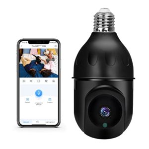 Wireless WiFi Light Bulb Camera Security Camera 1080p BULB BLACK